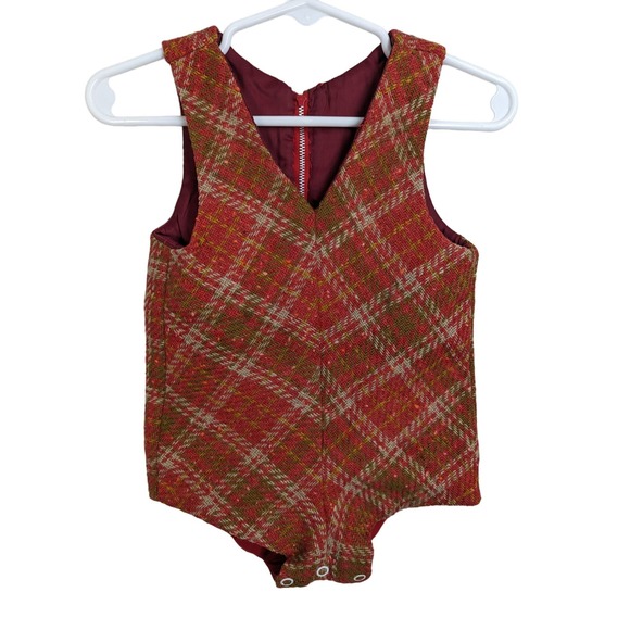 Set of 2 Handmade Vintage 60s Baby Boy Onesies Plaid Classic Infant - Picture 2 of 5